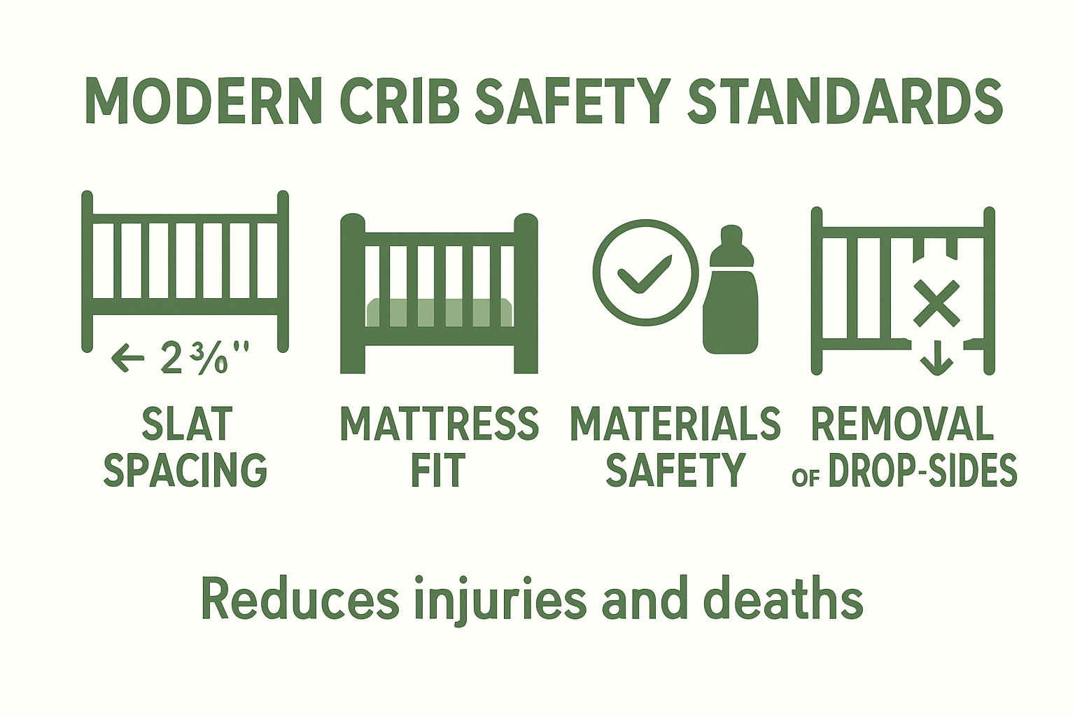 Modern crib safety standards key requirements infographic