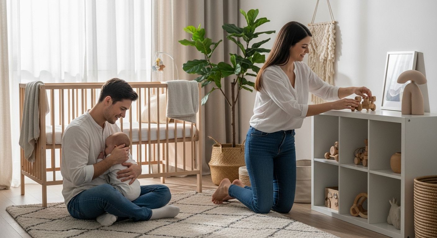 minimalist nursery, modern parenting, serene interior