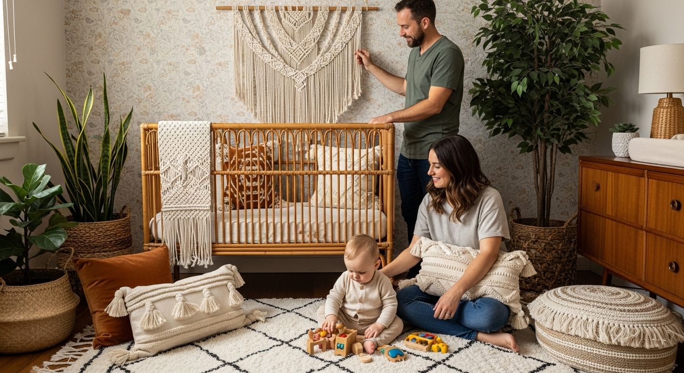 bohemian nursery decor, baby room, parenting