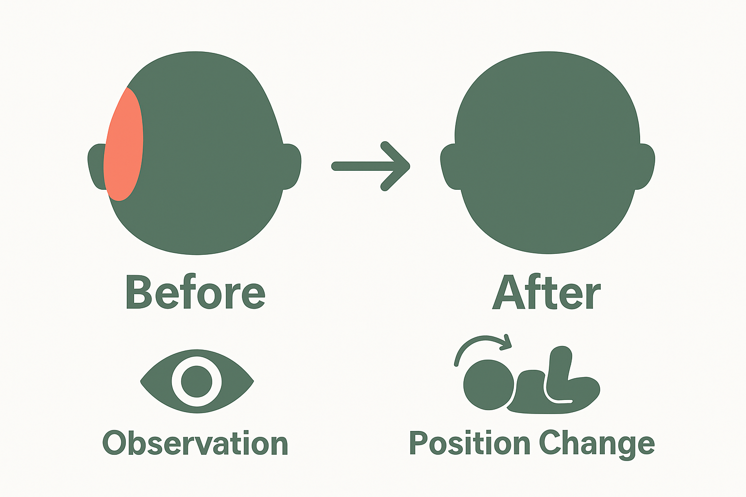 Before and after baby head shape comparison graphic