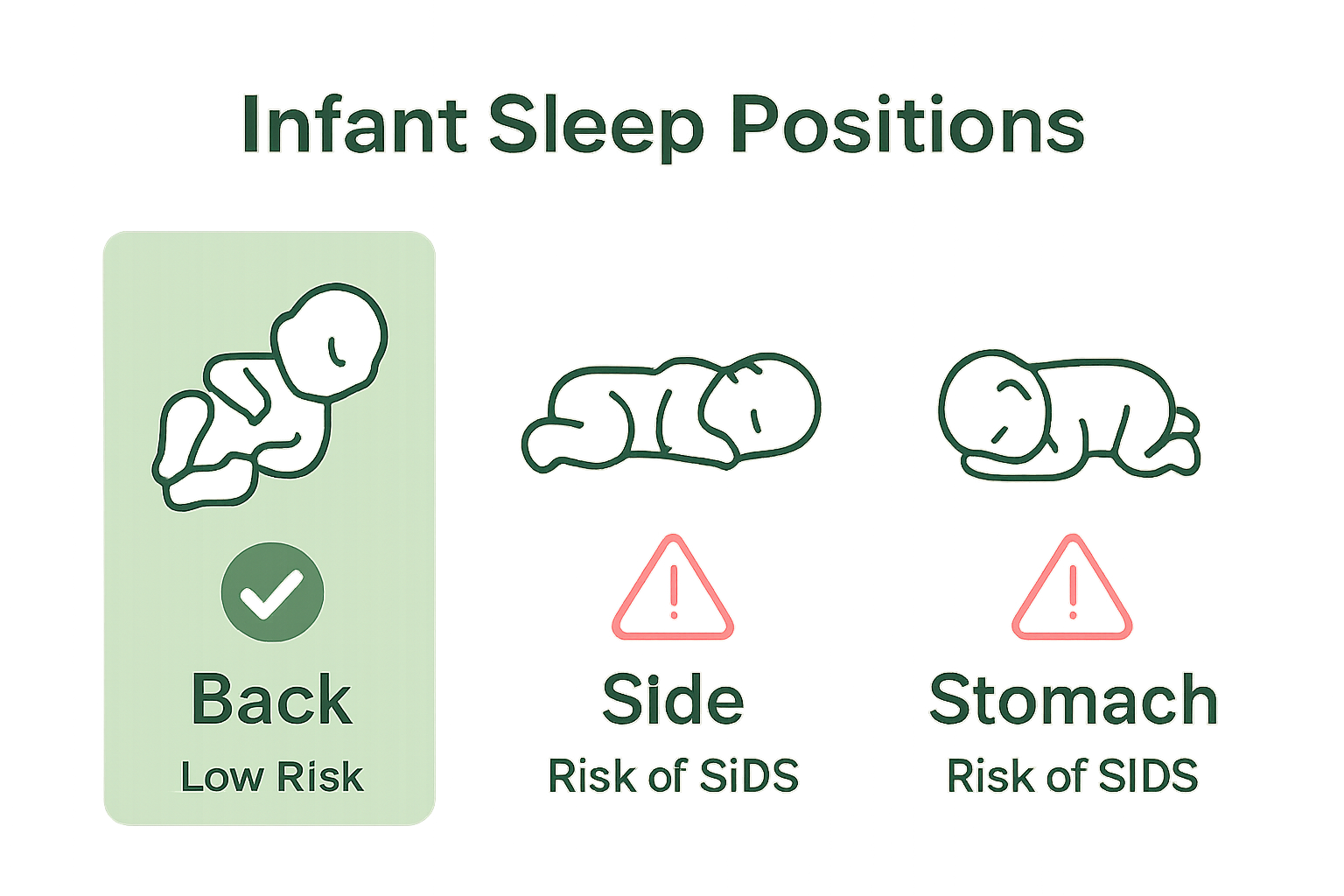 Comparison of infant sleep positions: back, side, stomach