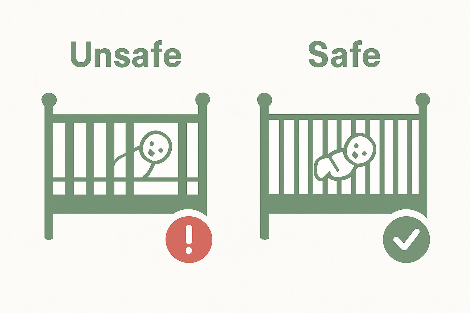 Visual comparison of old vs modern crib safety standards