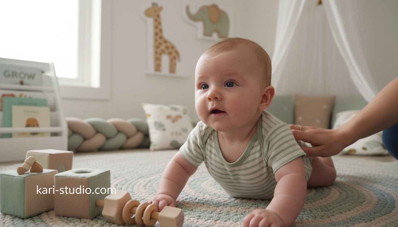 Infant lifting head during tummy time
