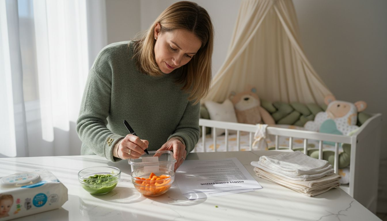 Dietitian preparing nutrient rich baby foods