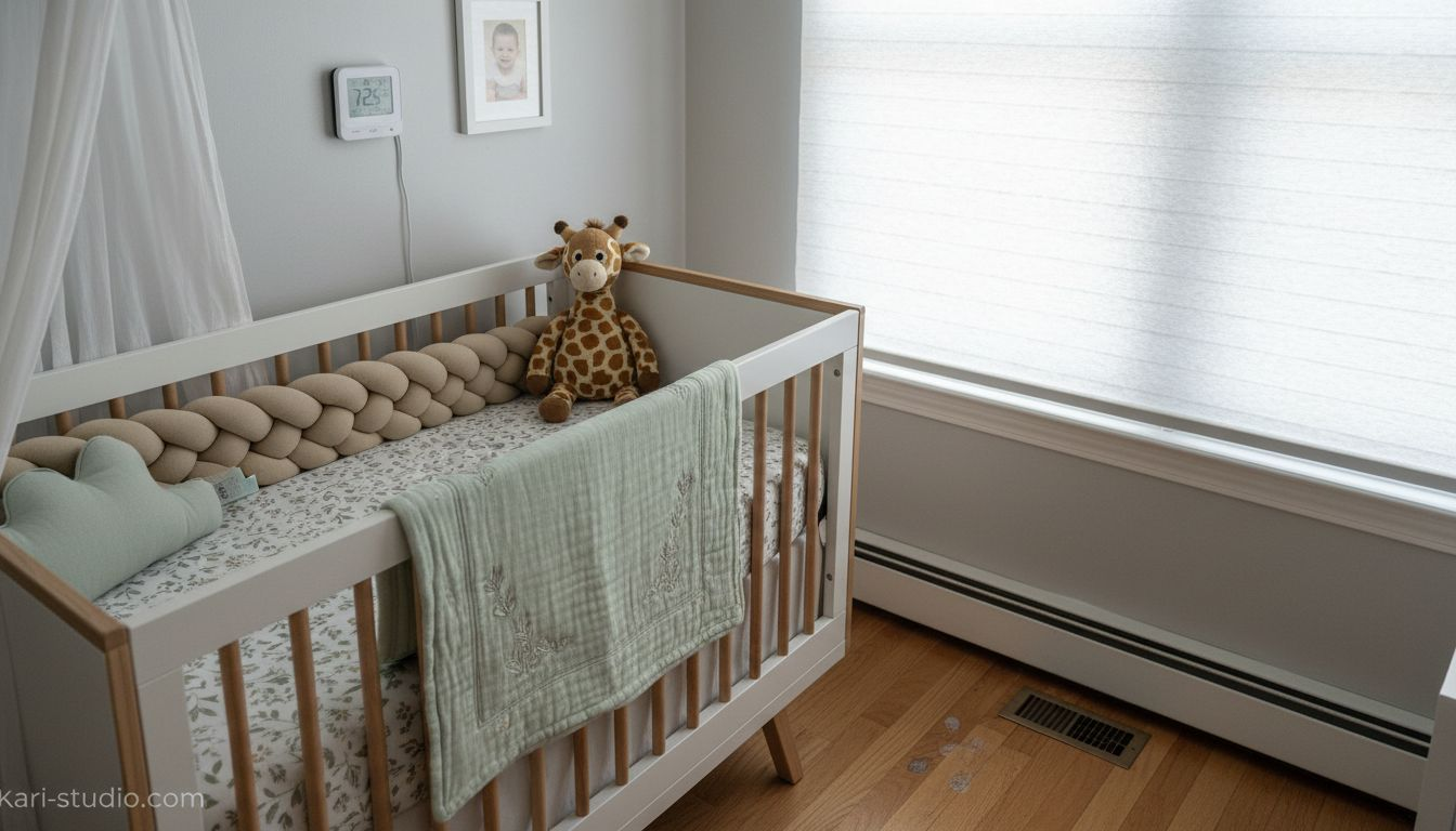 Crib placed securely against a nursery wall