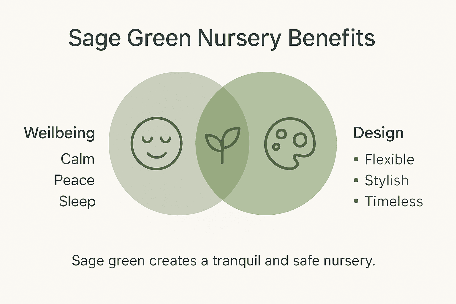 Infographic highlighting sage green nursery benefits
