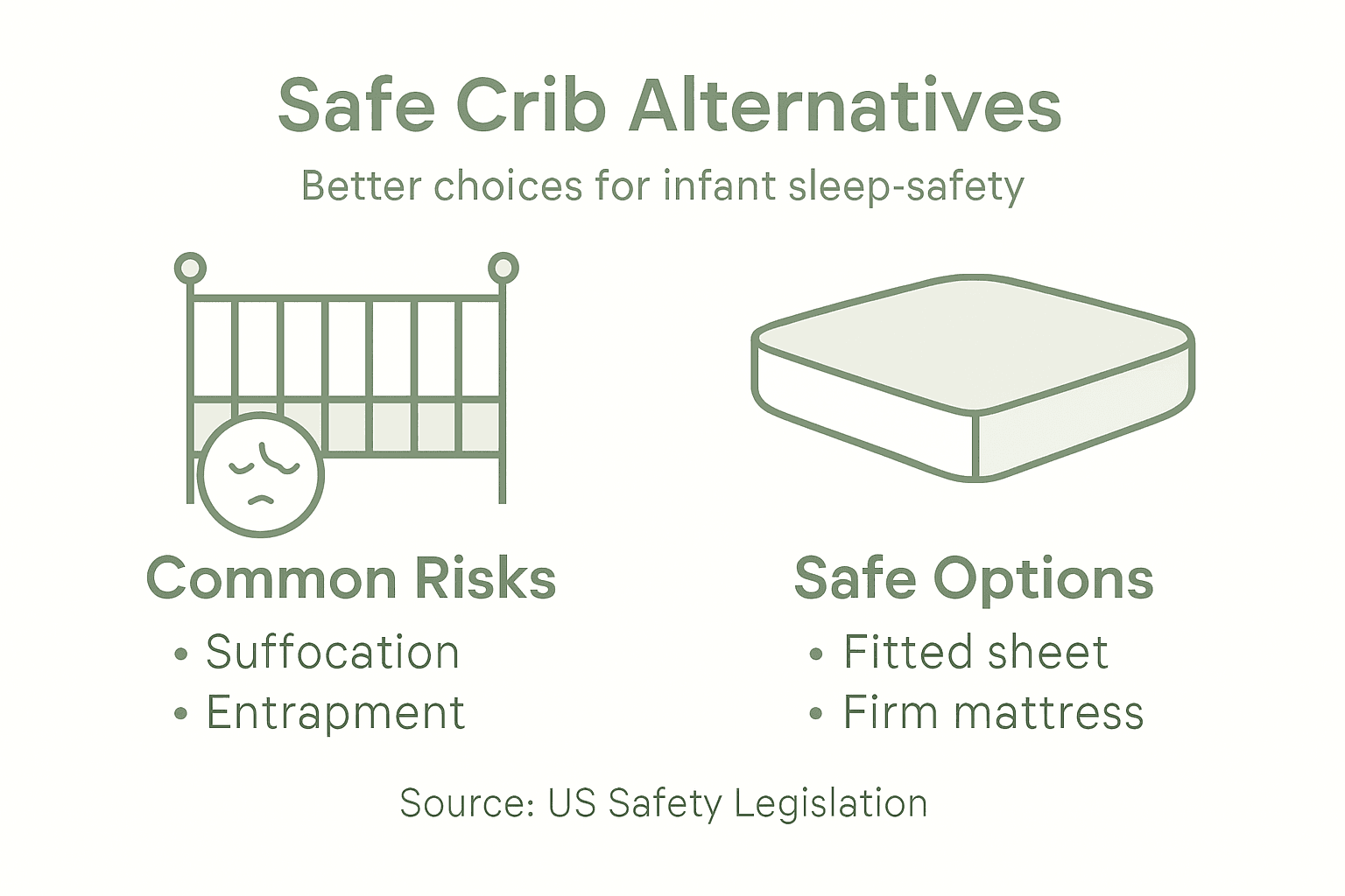 Infographic showing safe crib alternatives
