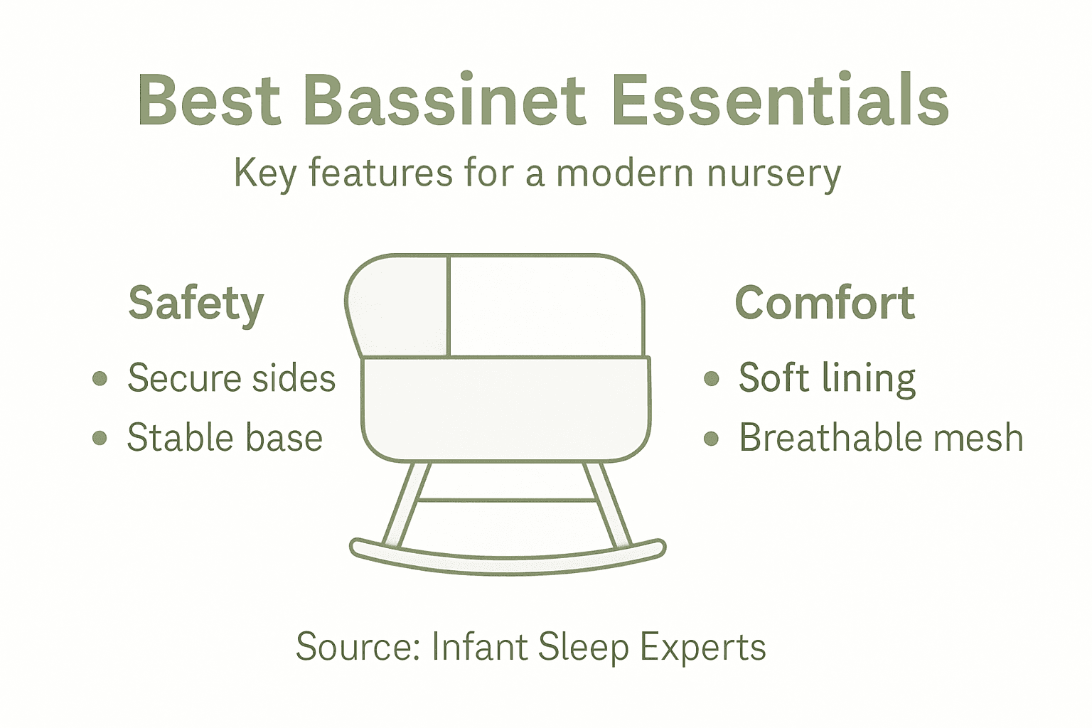 Infographic with bassinet essentials and features