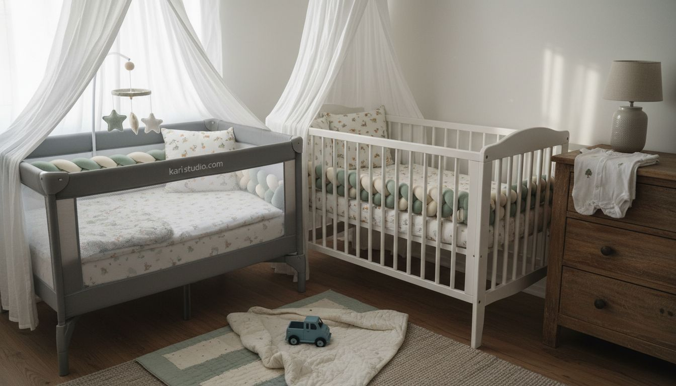 Cot beds showing different rail types