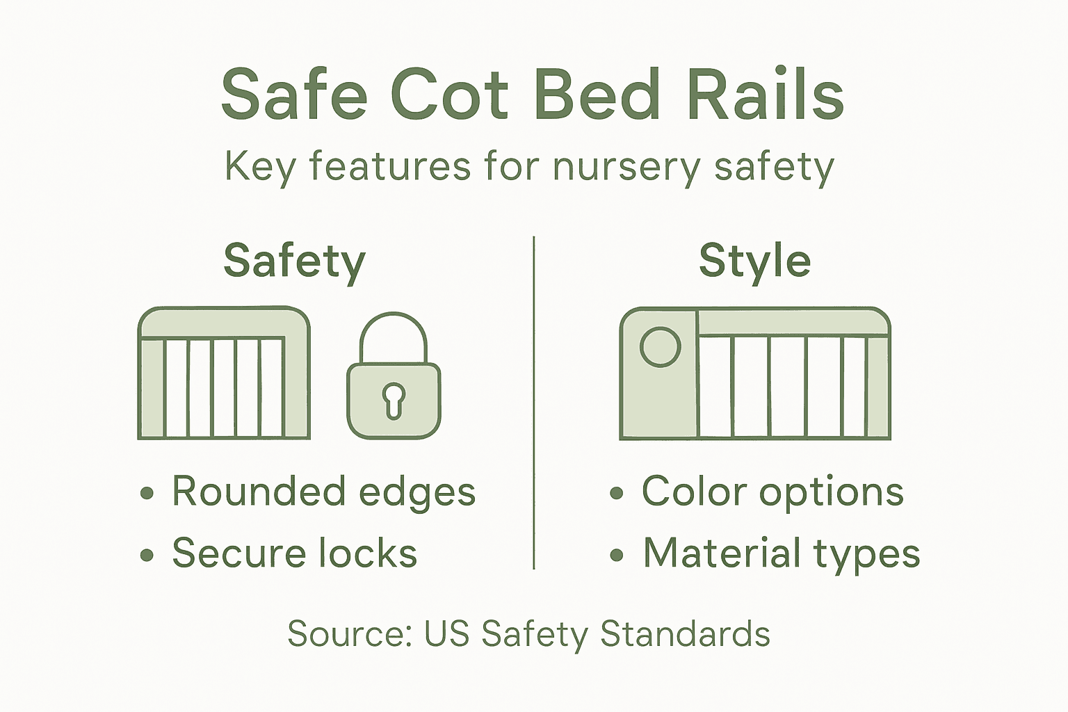 Infographic of cot bed rail safety features