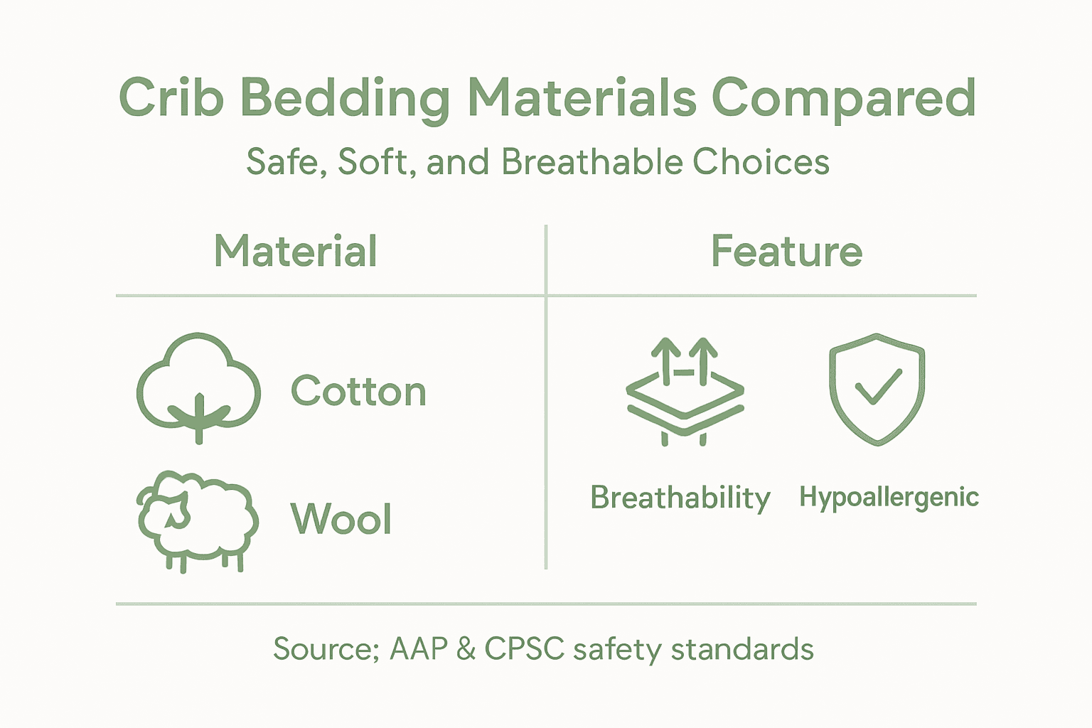 Infographic comparing crib bedding materials