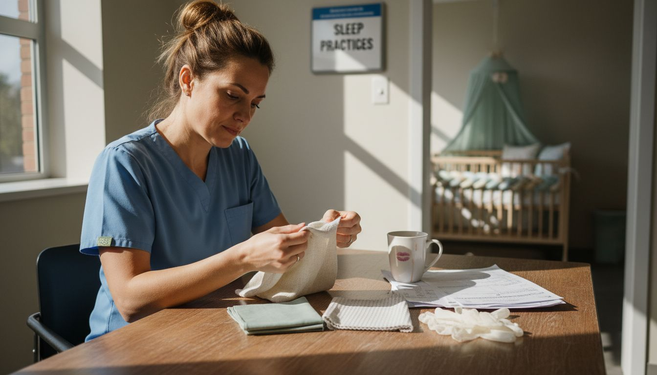 Nurse reviewing infant bedding materials