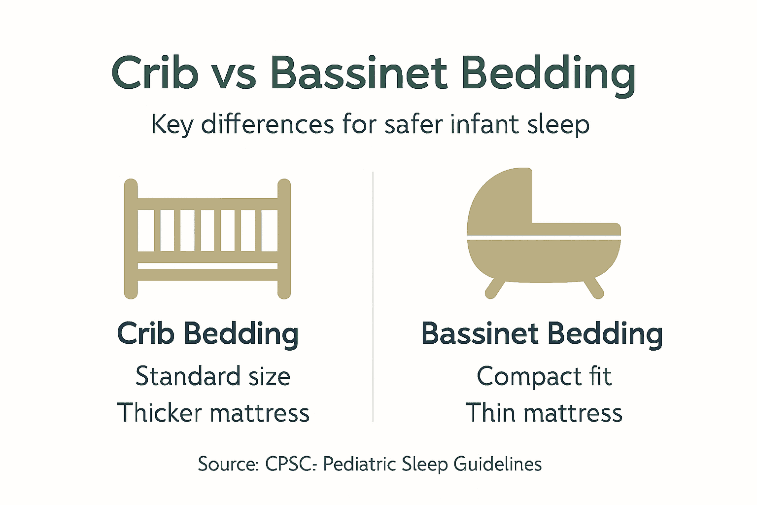 Minimalist infographic showing bedding differences