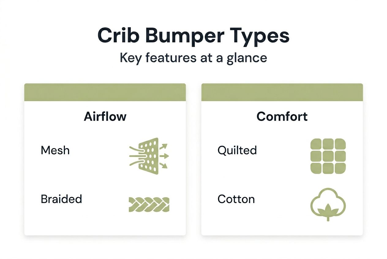 Infographic comparing crib bumper features airflow comfort