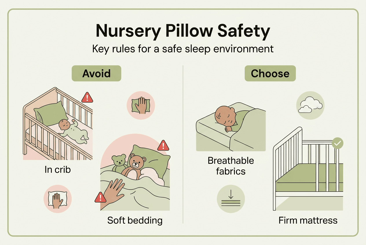 Infographic with nursery pillow safety do’s and don’ts