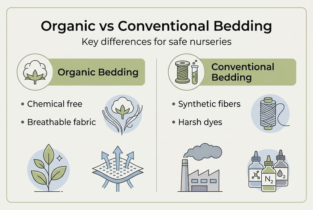 Infographic comparing organic and conventional bedding