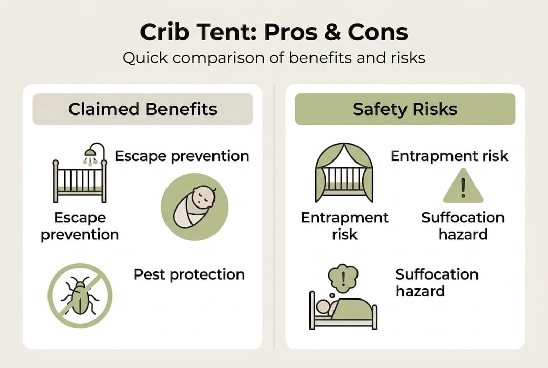 Infographic listing crib tent pros and cons