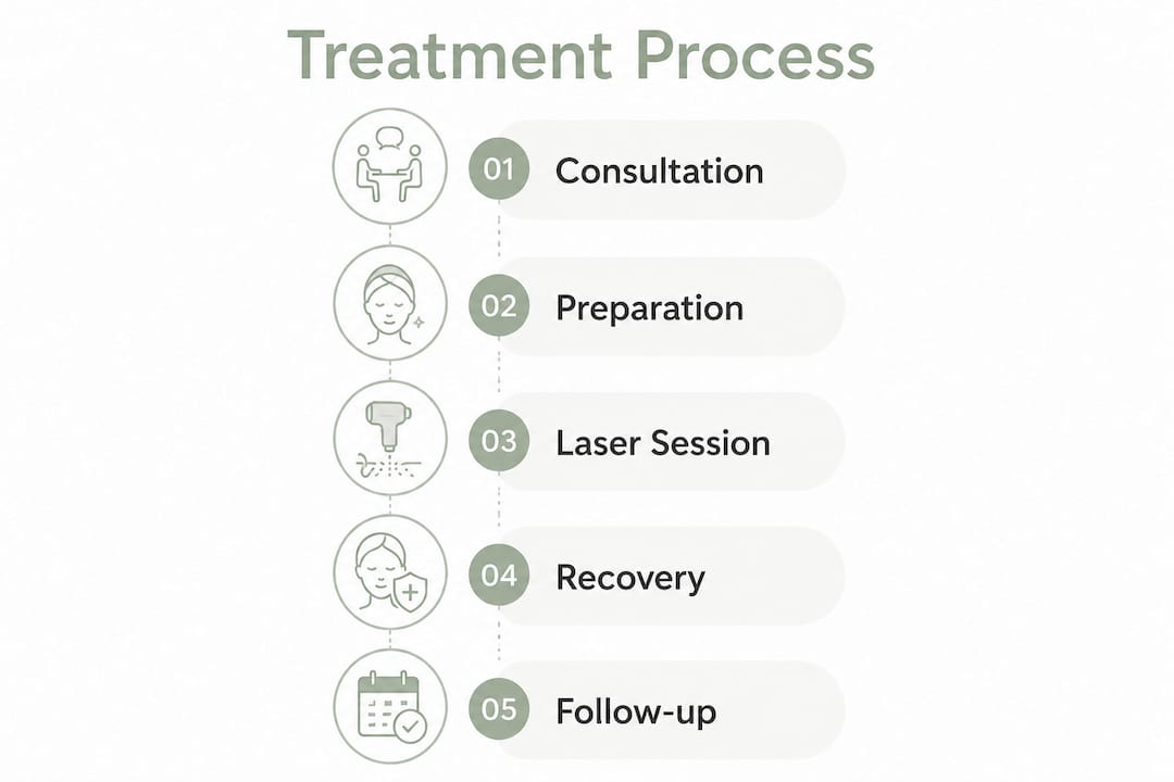 Infographic showing CO2 laser treatment process steps