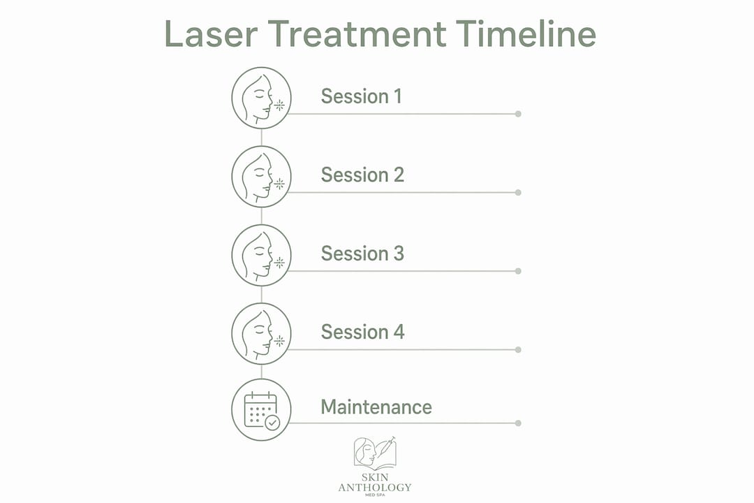 Infographic illustrating laser hair removal treatment timeline and maintenance
