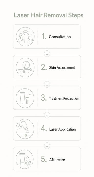 Infographic showing laser hair removal process steps