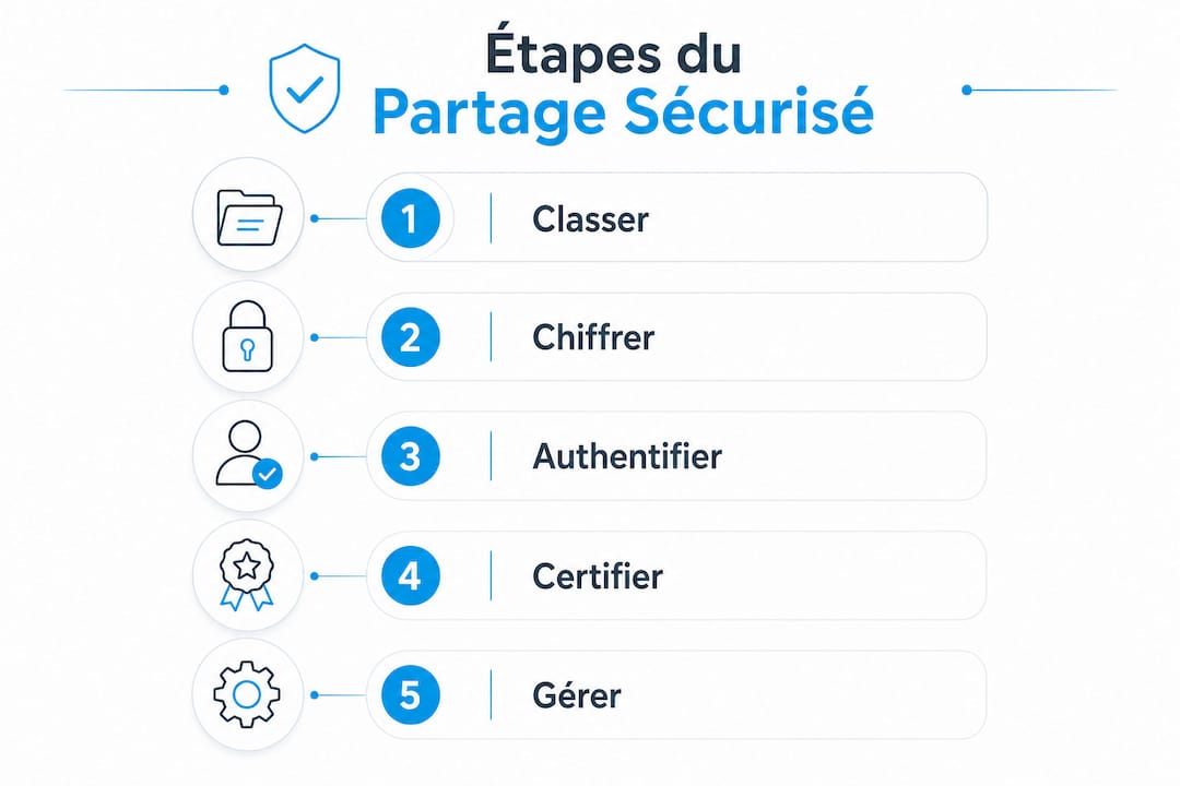 Infographie : les étapes essentielles pour un partage de fichiers en toute sécurité
