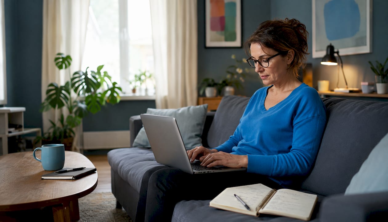 Des mains de femme en train de saisir sur un clavier classique