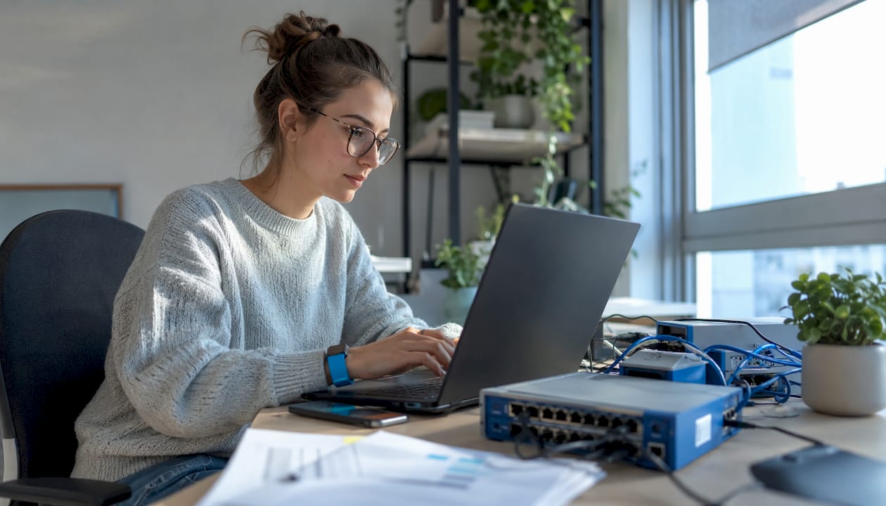 Ingénieur en train de concevoir un dispositif de mesure de la latence réseau