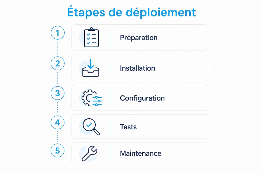 Schéma des principales étapes pour installer une intelligence artificielle en local sur un serveur