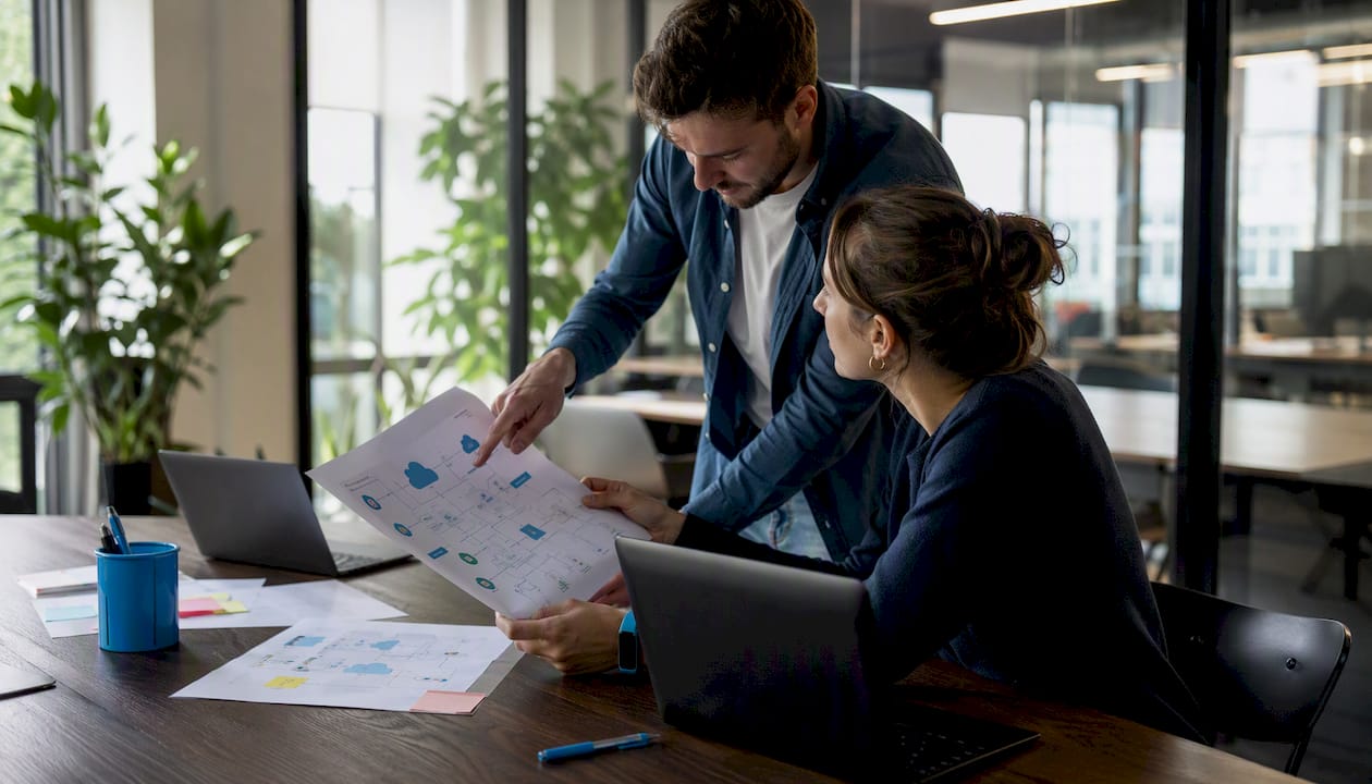Des experts informatiques échangent sur les meilleures solutions pour garantir la sécurité de l’hébergement cloud.
