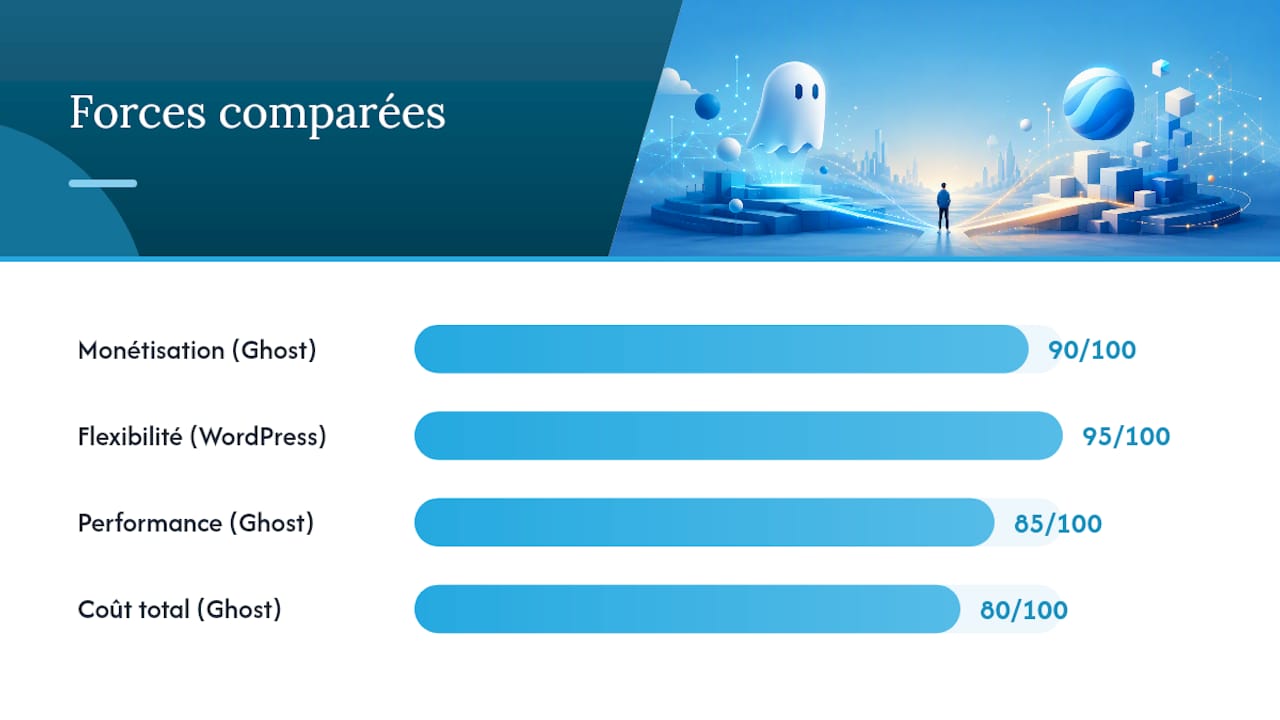 Infographie comparative : quelles sont les principales différences entre Ghost et WordPress ?