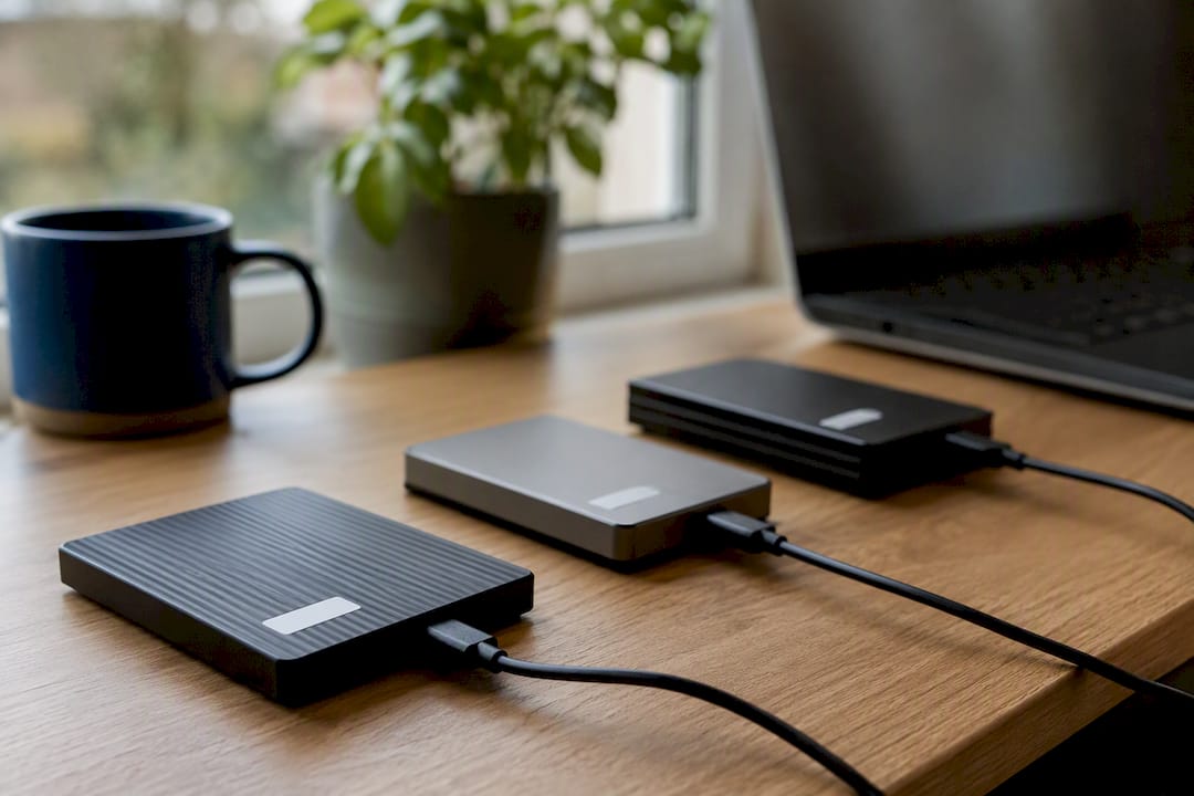 External hard drives representing photo originals and their sidecar files