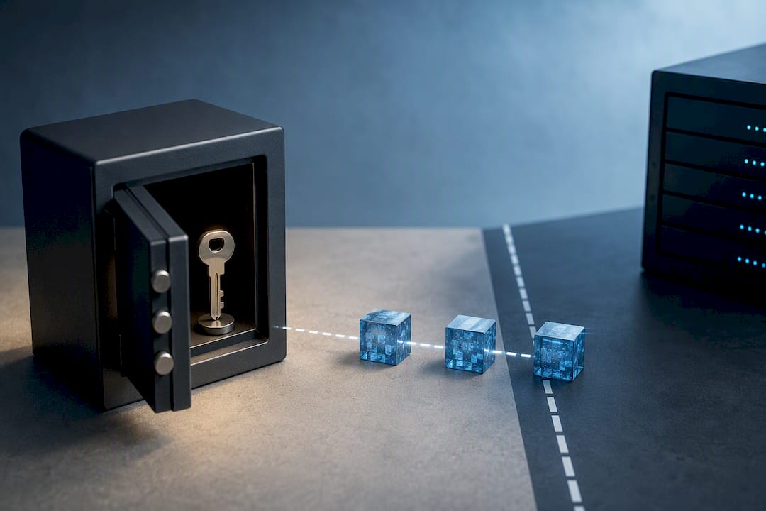 Encryption key held separately from the hosted data