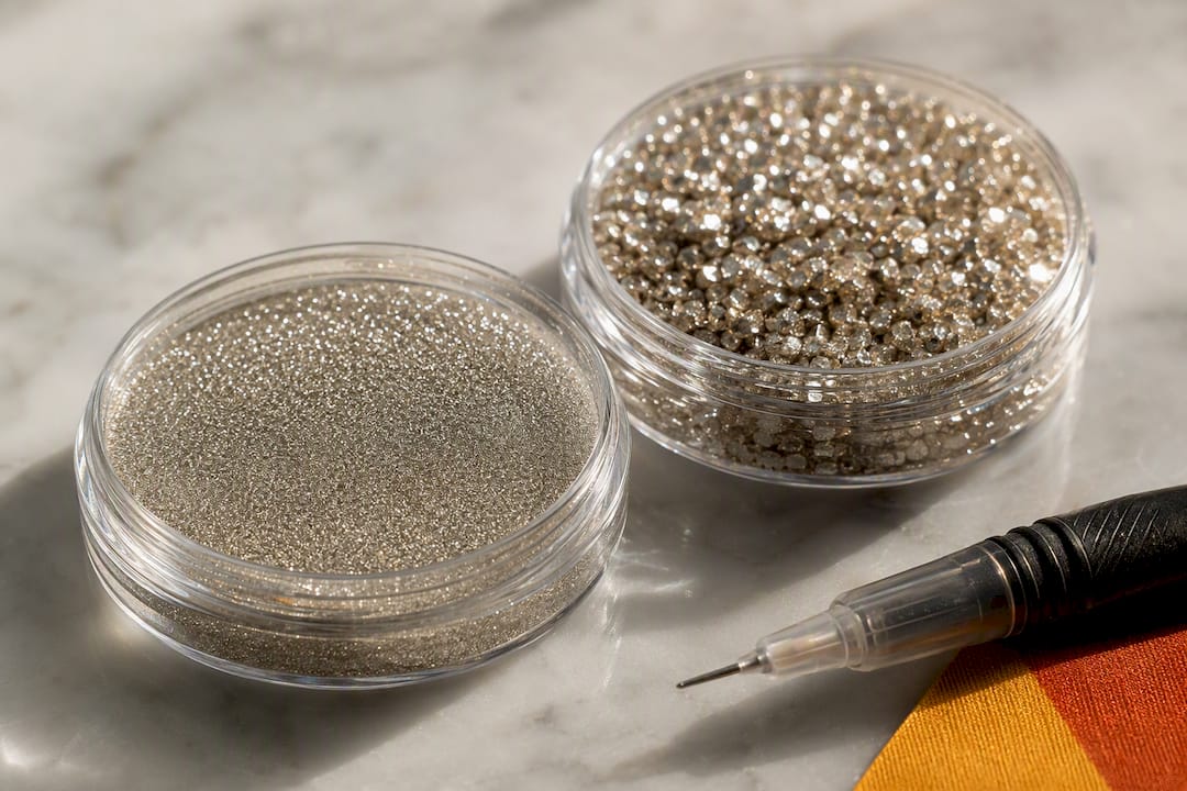 Fine and chunky cosmetic glitter textures