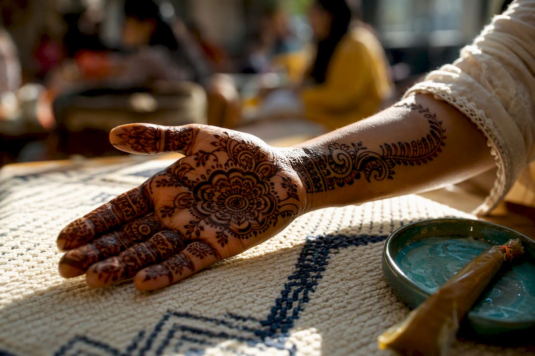 Finished mehndi design on a palm