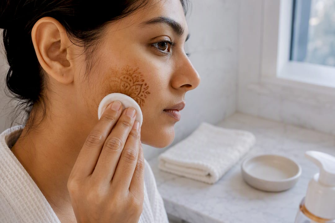 Cotton pad cleaning facial henna stain