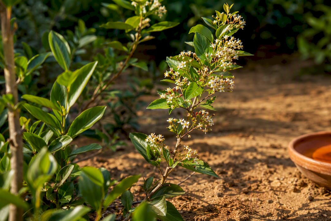 Flowering henna plant with dye-rich leaves