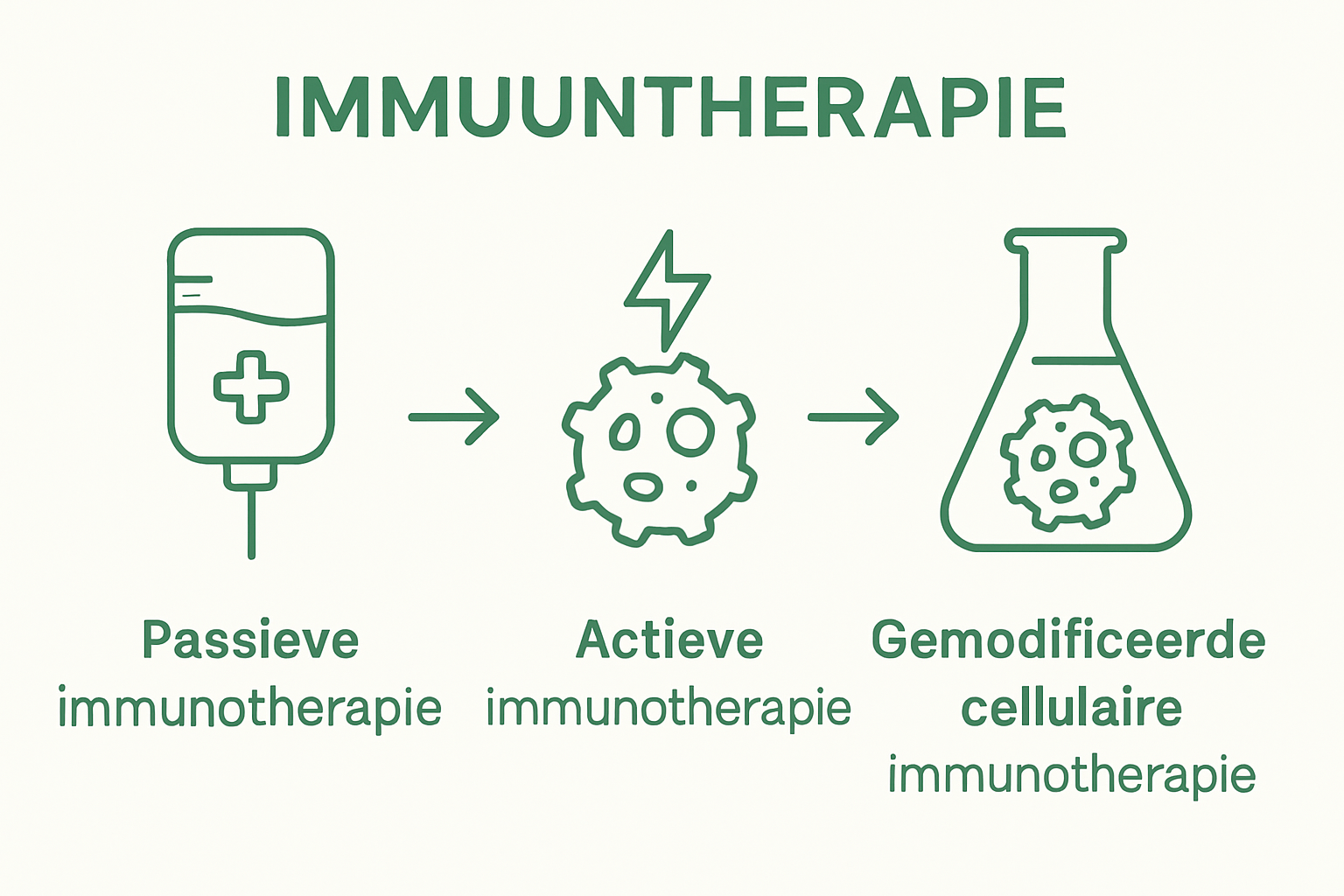 Drie typen immunotherapie visueel naast elkaar
