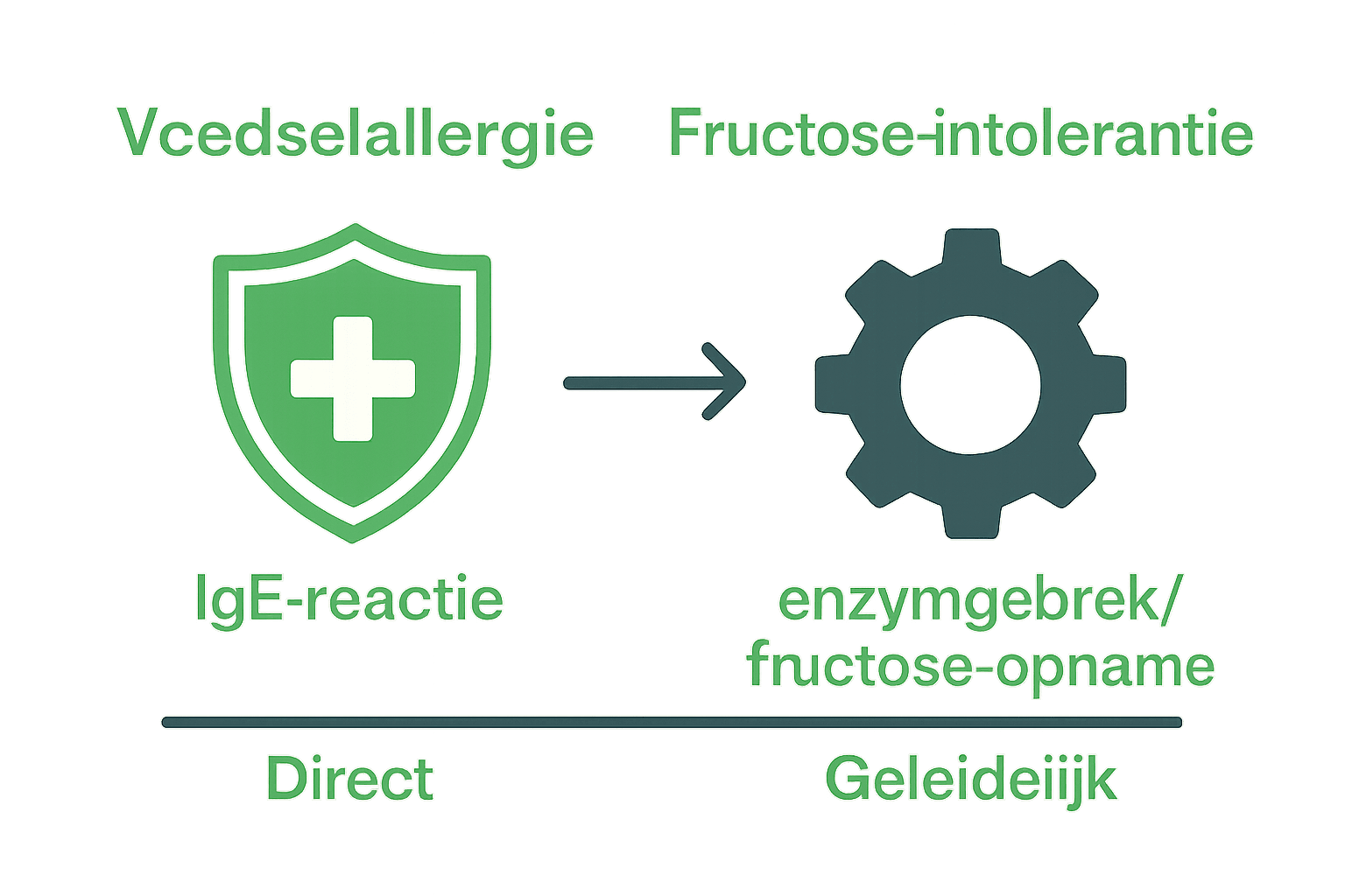Infographic verschil allergie en fructose-intolerantie