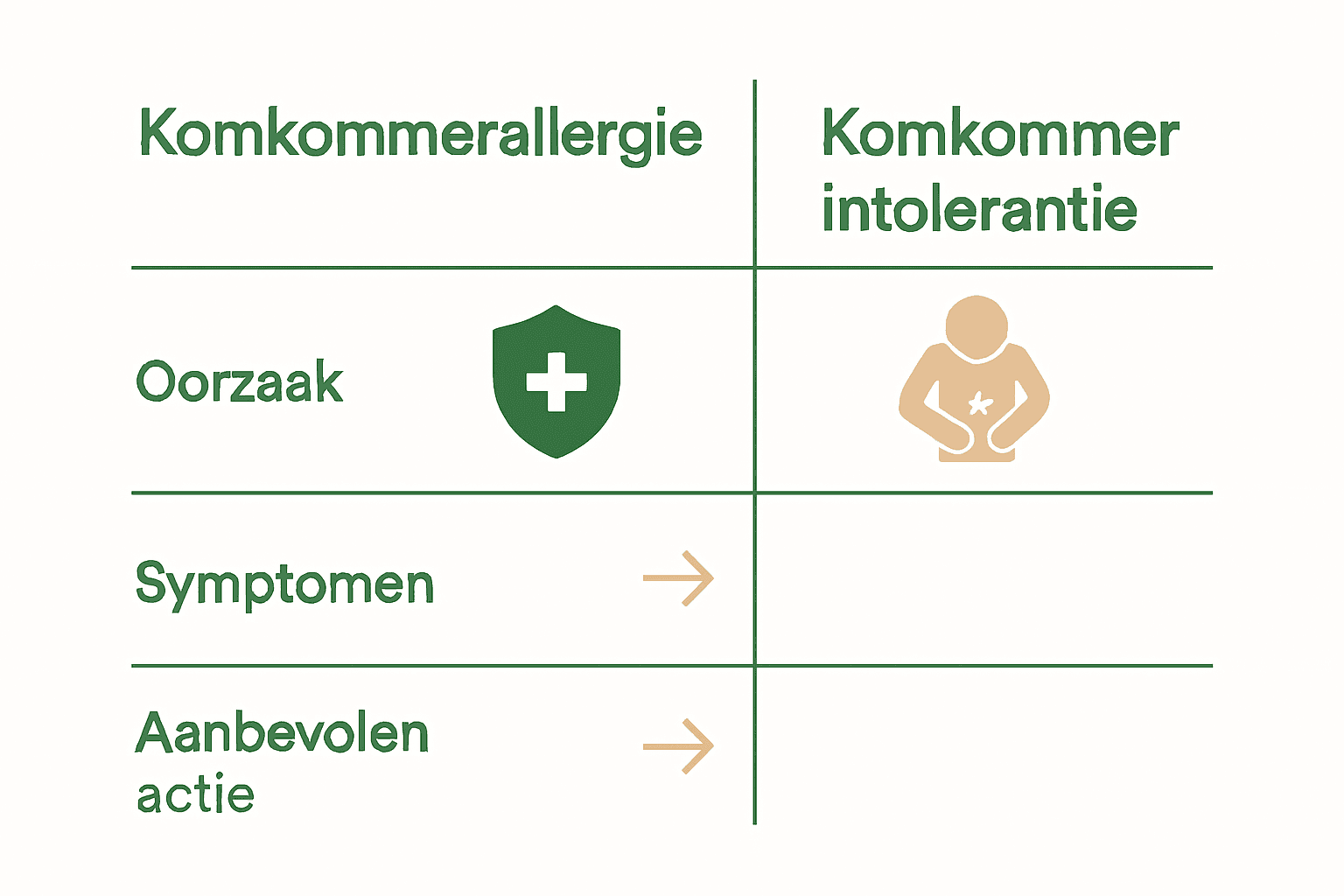 Infographic met vergelijking allergie versus intolerantie