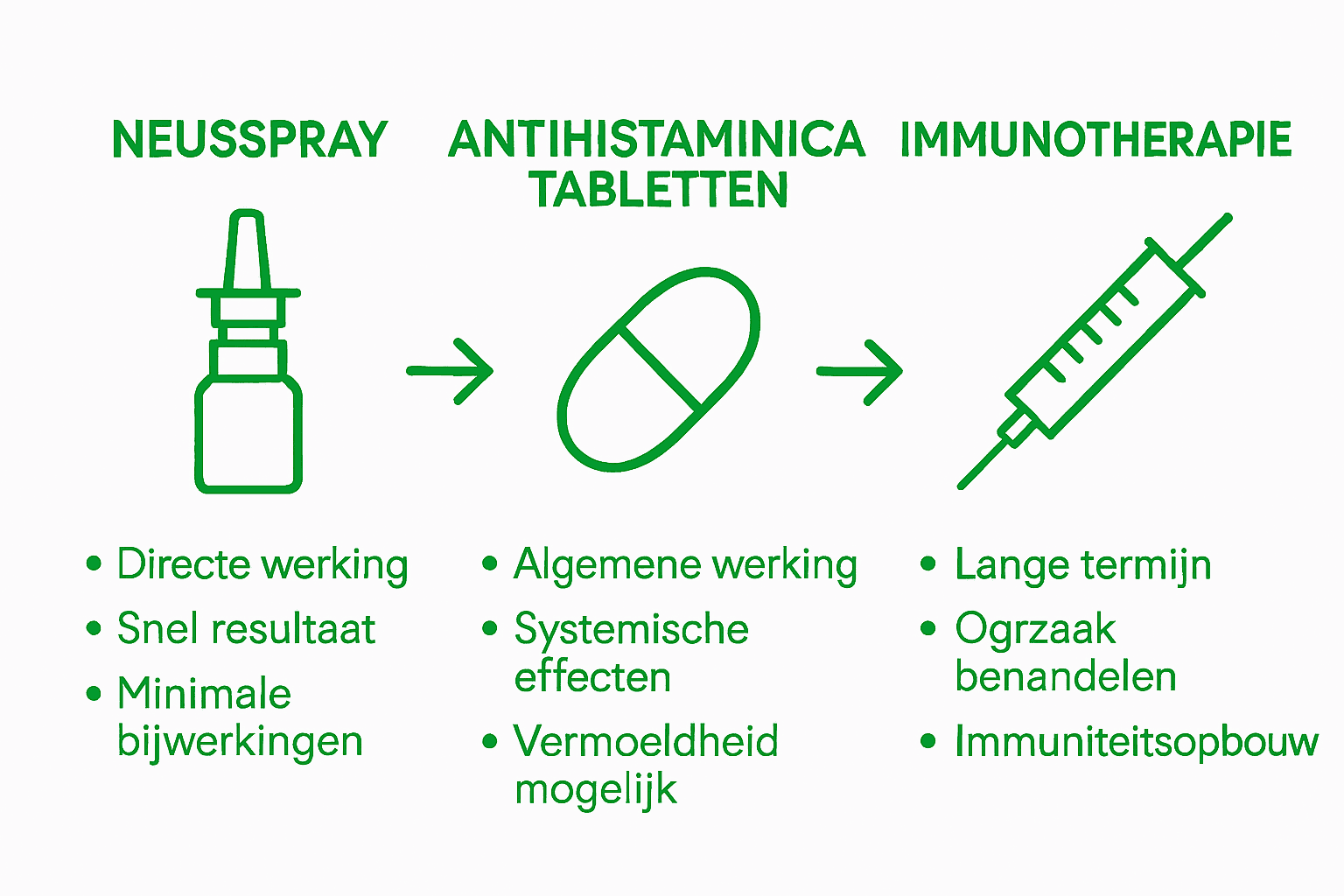 Infographic vergelijking neusspray tabletten immunotherapie.