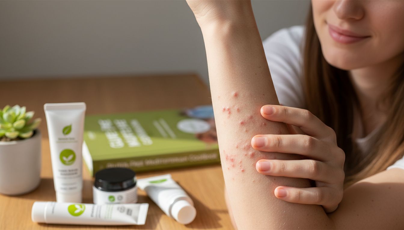 Close-up of red bumps on forearm