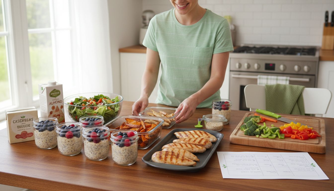 Lactose-free week menu meal prep scene