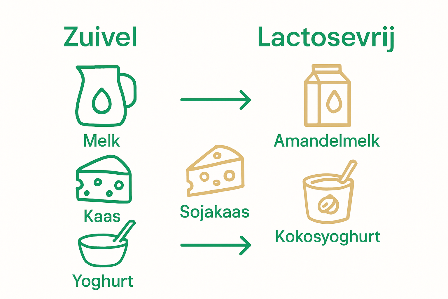Infographic matching dairy to lactose-free alternatives