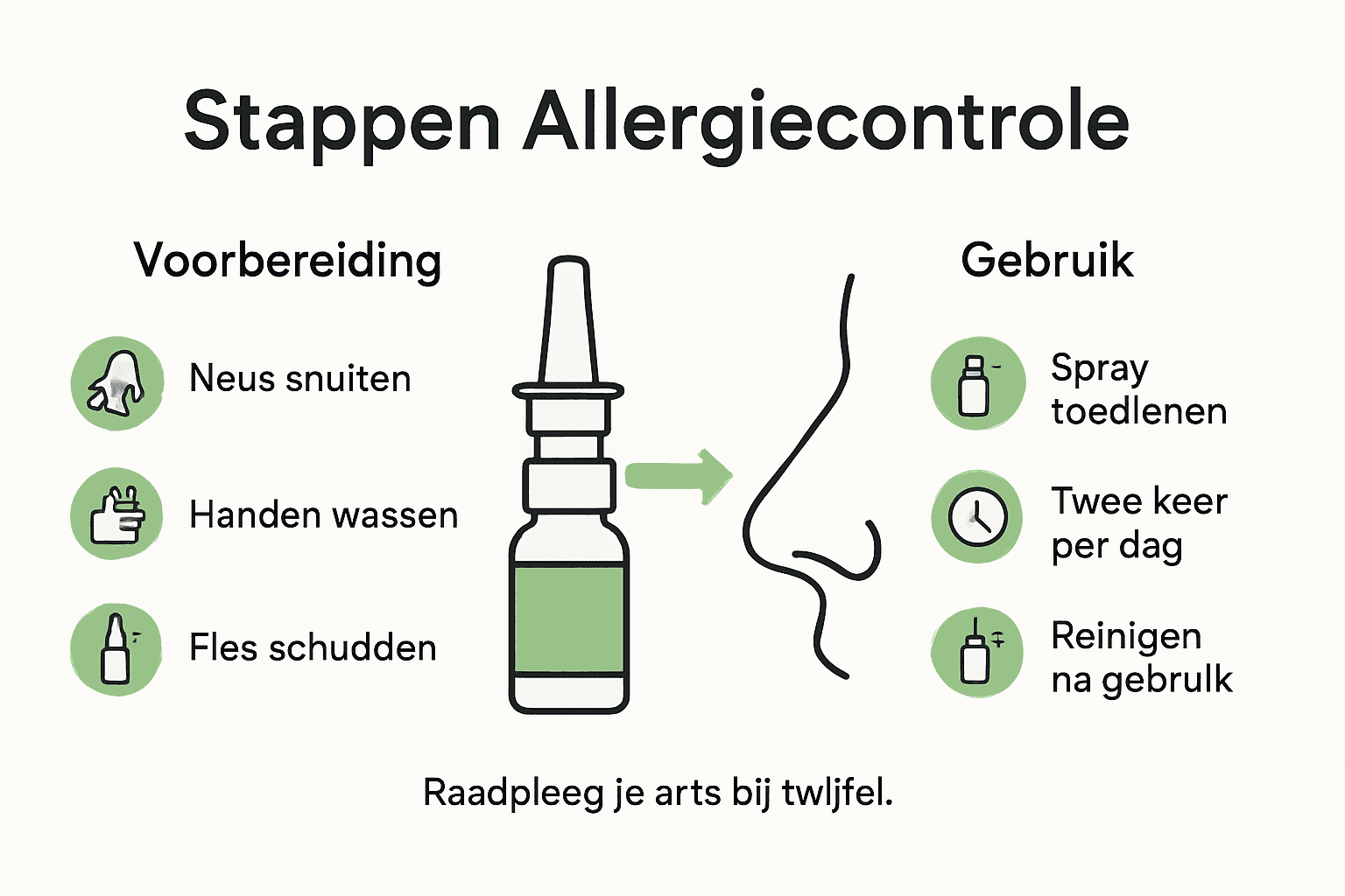 Overzichtelijke infographic: zo controleer je stap voor stap of je neusspray allergieën veroorzaakt