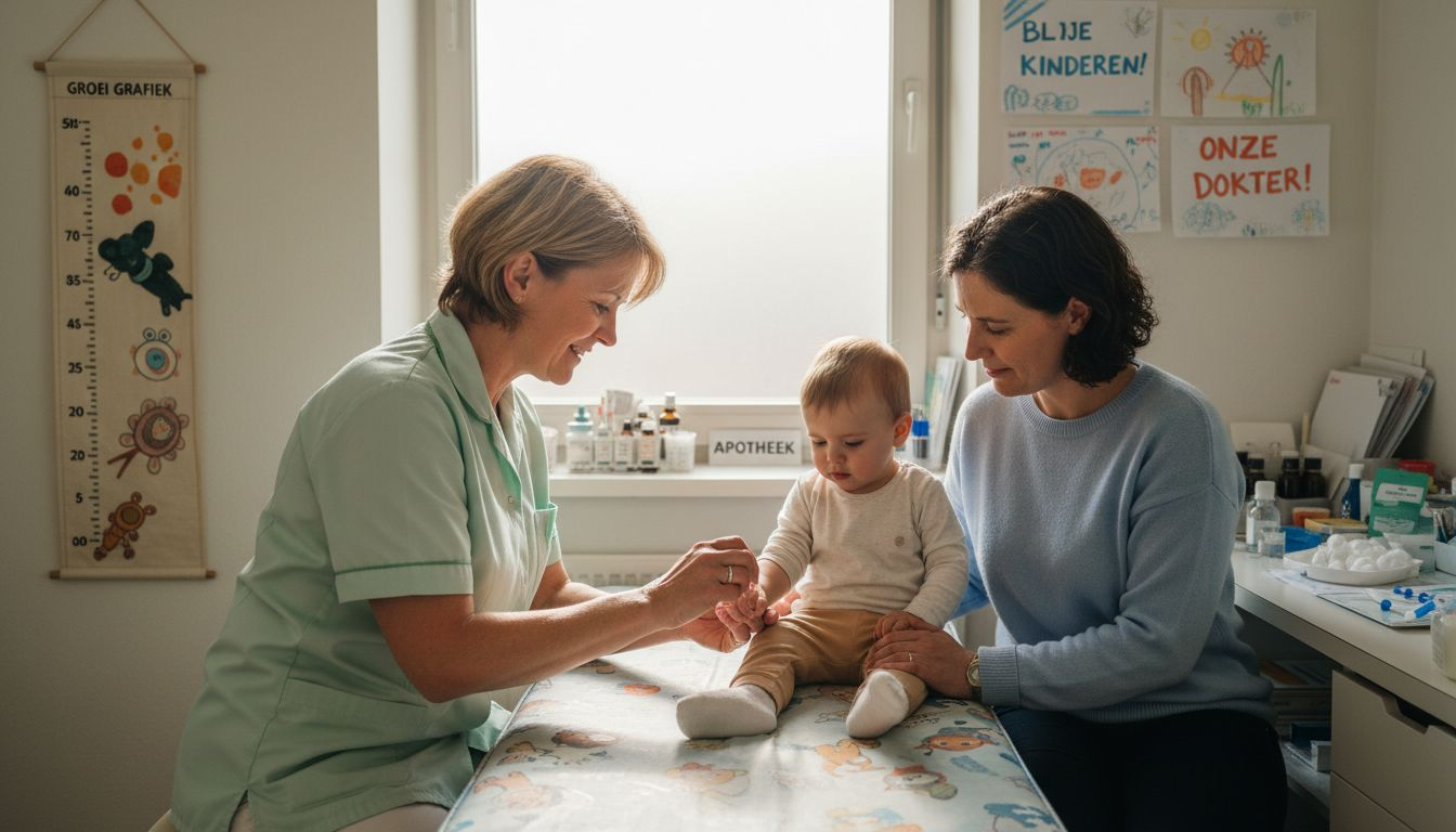 Een kind dat bij de kinderarts een allergietest ondergaat.