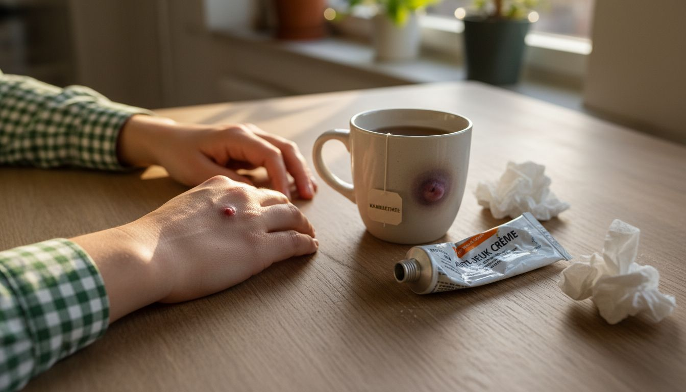 Verschillende symptomen van insectenbeten op je handen