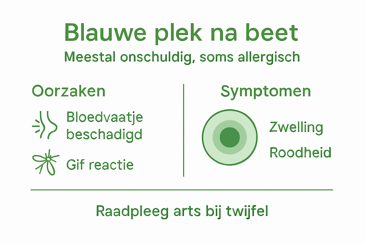 Infographic: een blauwe plek door een insectenbeet of allergische reactie