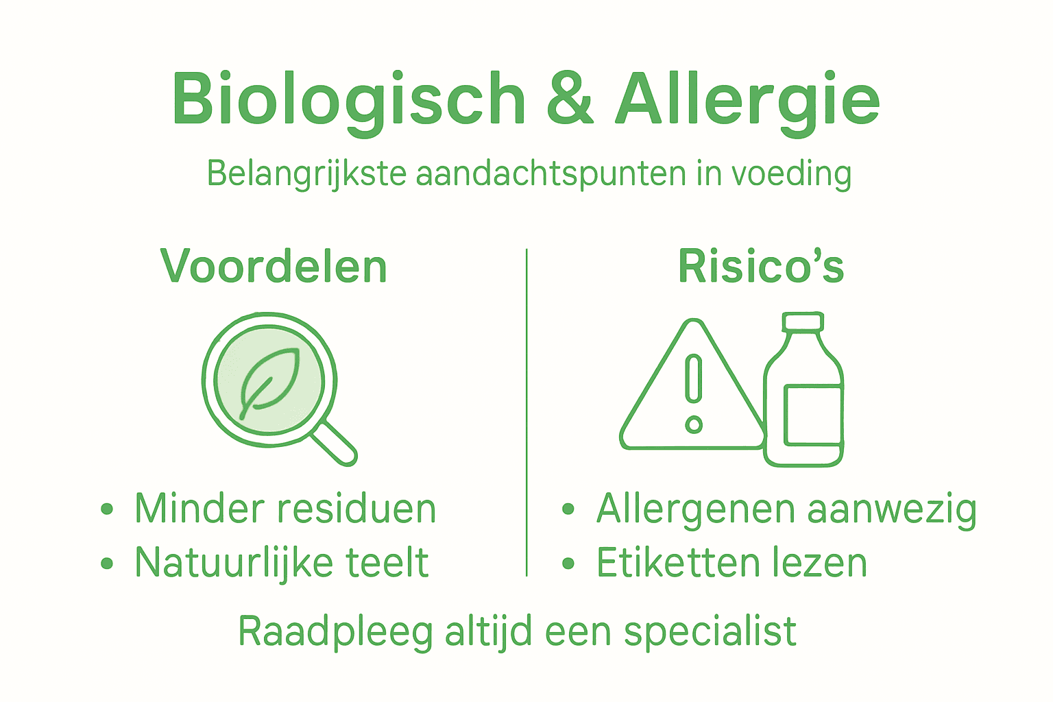 Infographic: de pluspunten en mogelijke nadelen van biologische voeding op een rij