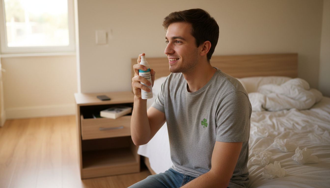 Man reinigt zijn neus met een zoutoplossing