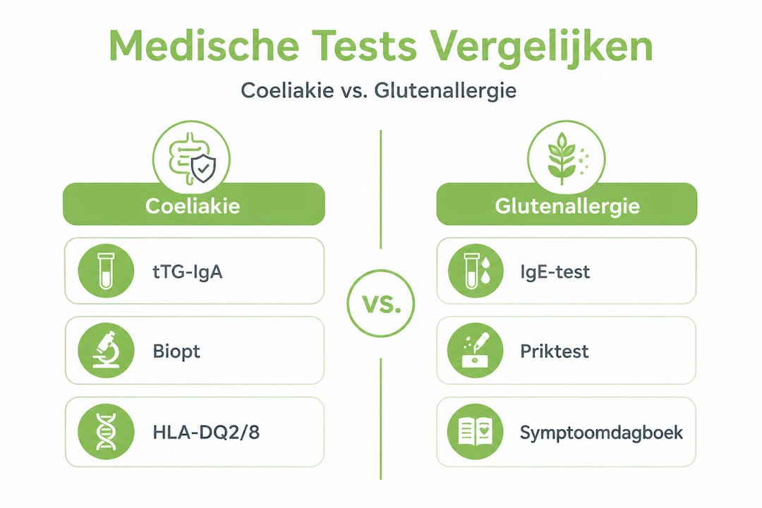 Infographic: verschillen tussen medische tests voor coeliakie en glutenallergie
